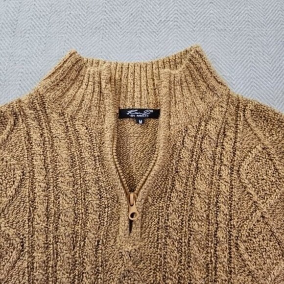 Kian D Wheat Straw Cable Knit 1/4 Zip Long Sleeve Sweater Men's Size Medium EUC - Picture 4 of 12